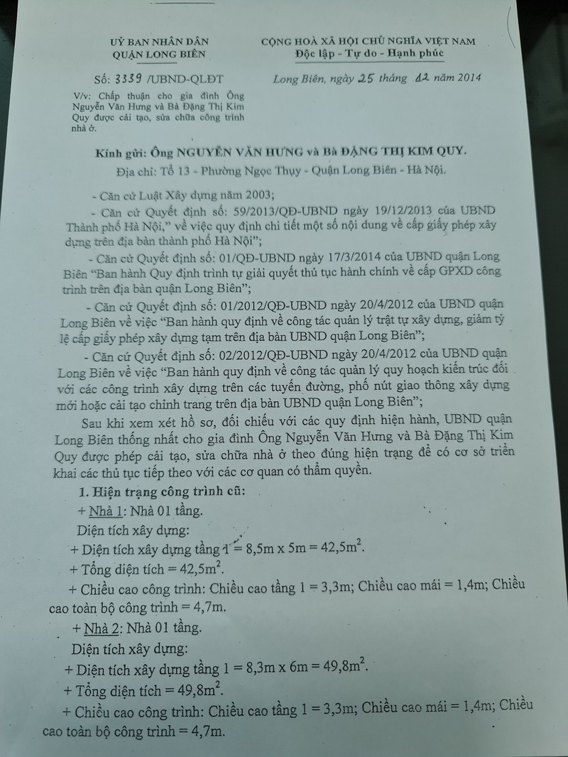 Giấy ph&eacute;p cải tạo, sửa chữa c&ocirc;ng tr&igrave;nh nh&agrave; ở của người d&acirc;n. &nbsp;