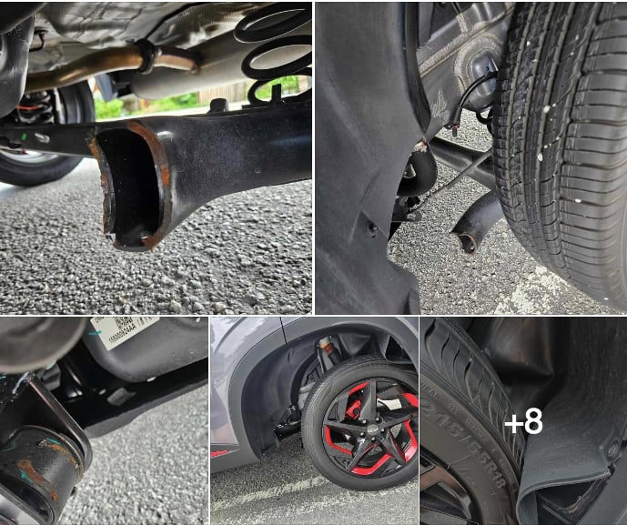 H&igrave;nh ảnh chiếc xe Chery Omoda 5 bị g&atilde;y trục ở b&aacute;nh xe ph&iacute;a sau