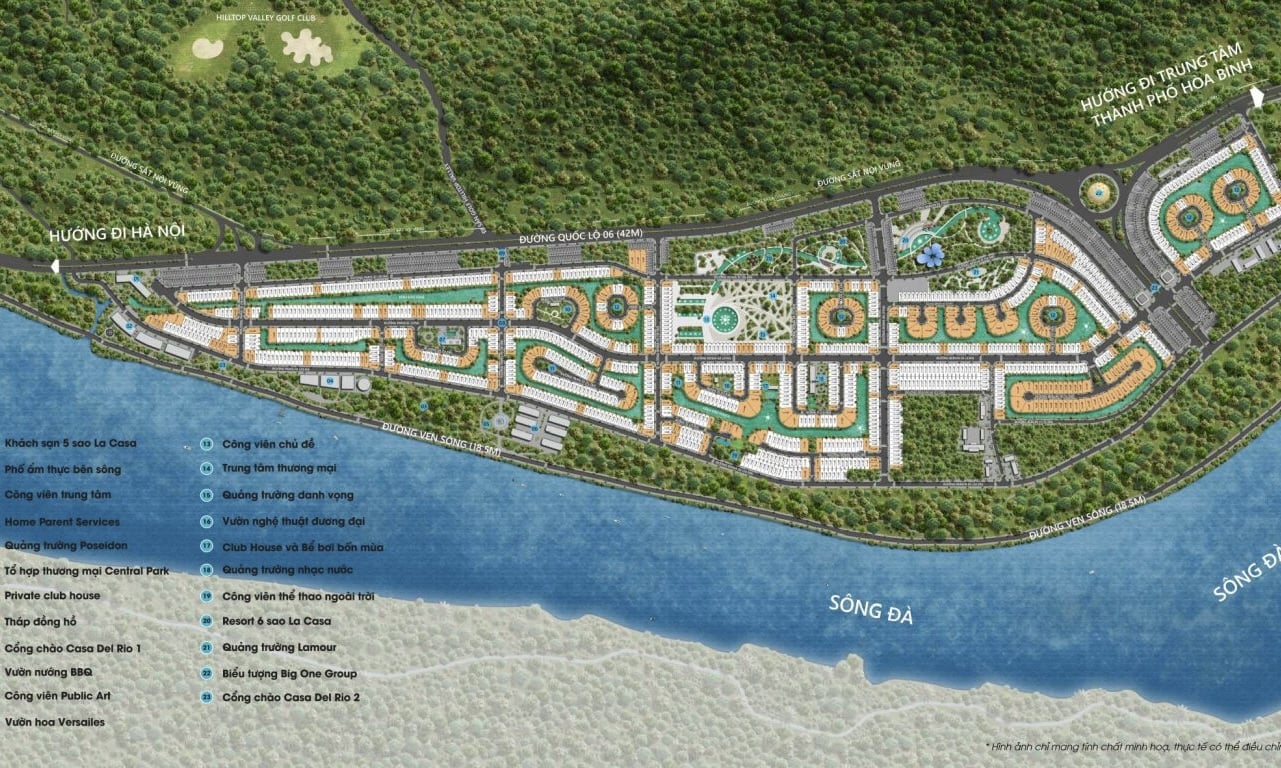 Phối cảnh dự &aacute;n khu đ&ocirc; thị mới Trung Minh A (t&ecirc;n thương mại l&agrave; quần thể đ&ocirc; thị nghỉ dưỡng Casa Del Rio) tọa lạc tại phường Trung Minh, TP. H&ograve;a B&igrave;nh.