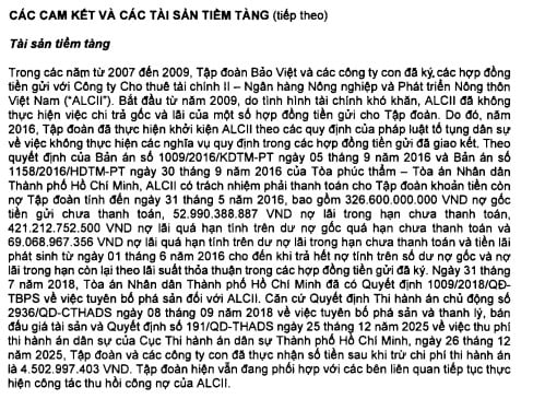 Bảo Việt tiếp tục xử l&yacute; c&aacute;c khoản c&ocirc;ng nợ, tranh chấp k&eacute;o d&agrave;i nhiều năm.