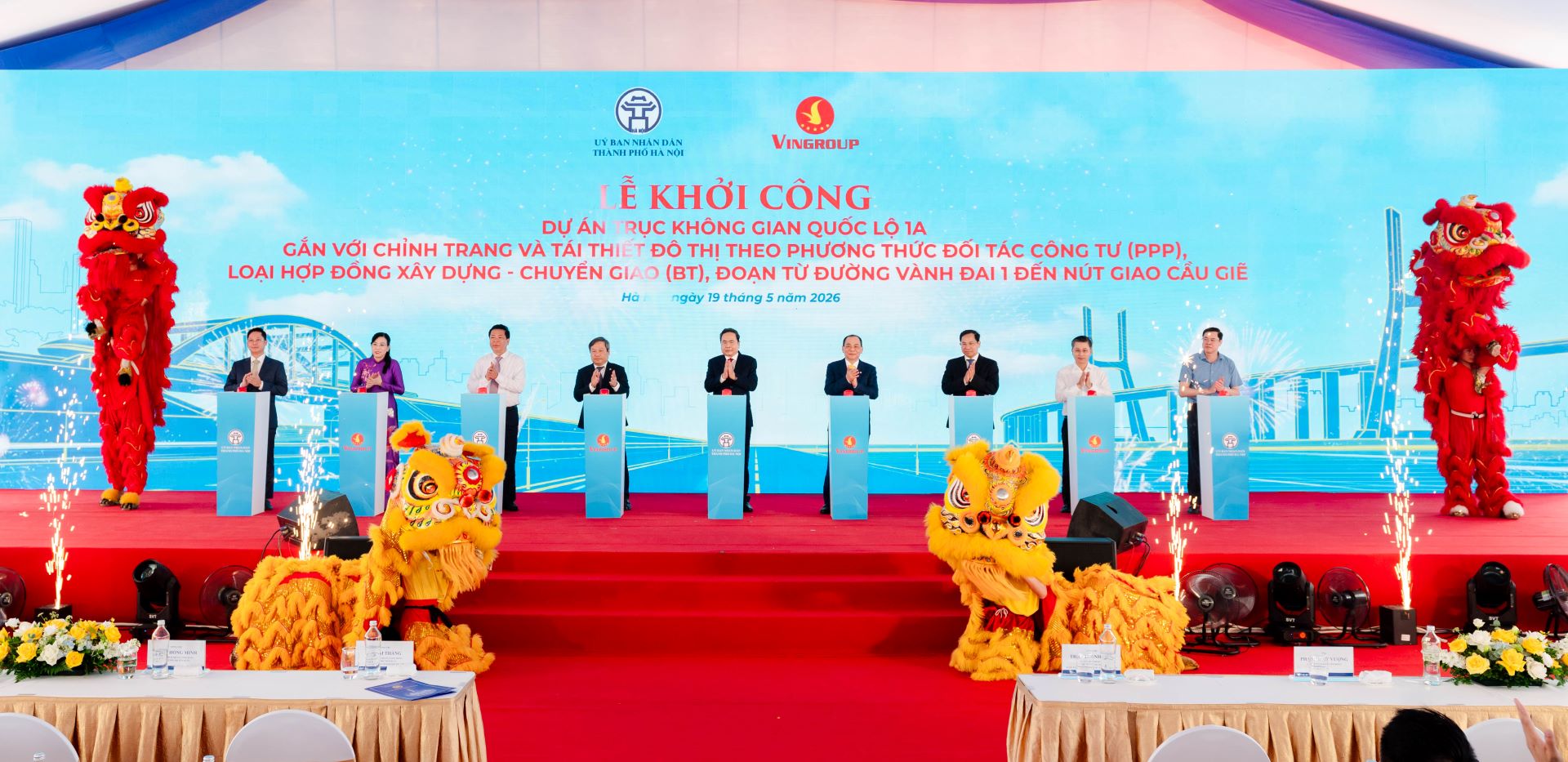 Dự &aacute;n trục kh&ocirc;ng gian quốc lộ 1A gắn với chỉnh trang v&agrave; t&aacute;i thiết đ&ocirc; thị theo phương thức đối t&aacute;c c&ocirc;ng tư (PPP), loại hợp đồng x&acirc;y dựng - chuyển giao (BT), đoạn từ đường V&agrave;nh đai 1 đến n&uacute;t giao Cầu Giẽ ch&iacute;nh thức được khởi c&ocirc;ng
