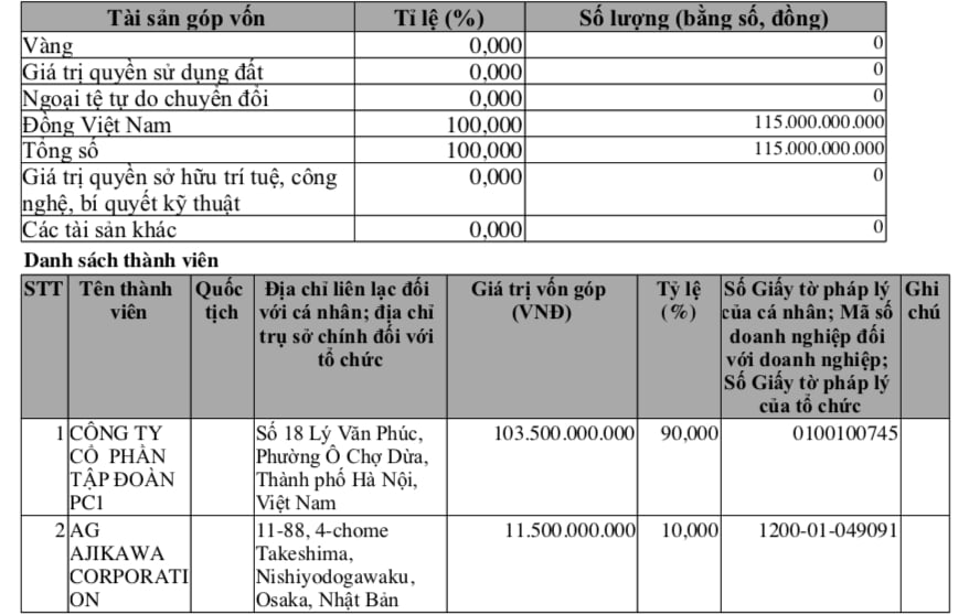 Vốn điều lệ tại&nbsp;C&ocirc;ng ty TNHH Cột th&eacute;p Đ&ocirc;ng Anh.&nbsp;