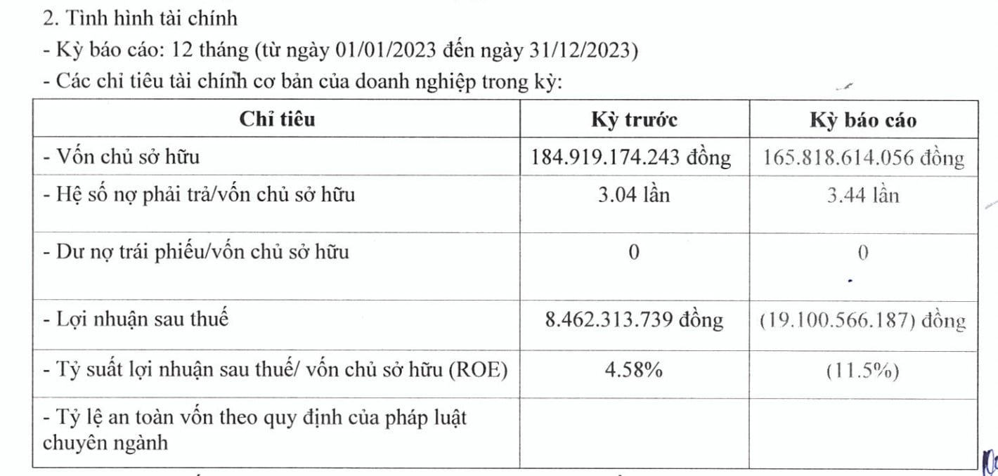 B&aacute;o c&aacute;o t&agrave;i ch&iacute;nh năm 2023 của Apec Land Huế