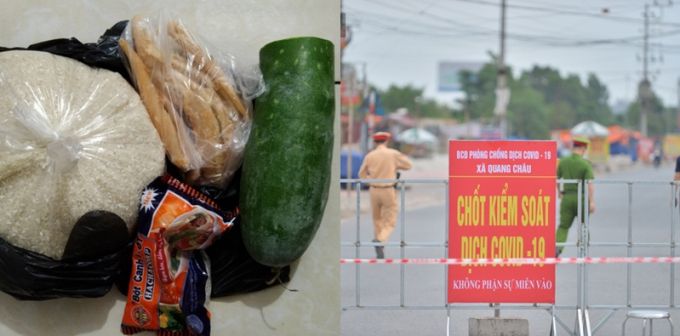 Thực phẩm tiếp tế tại khu c&aacute;ch ly