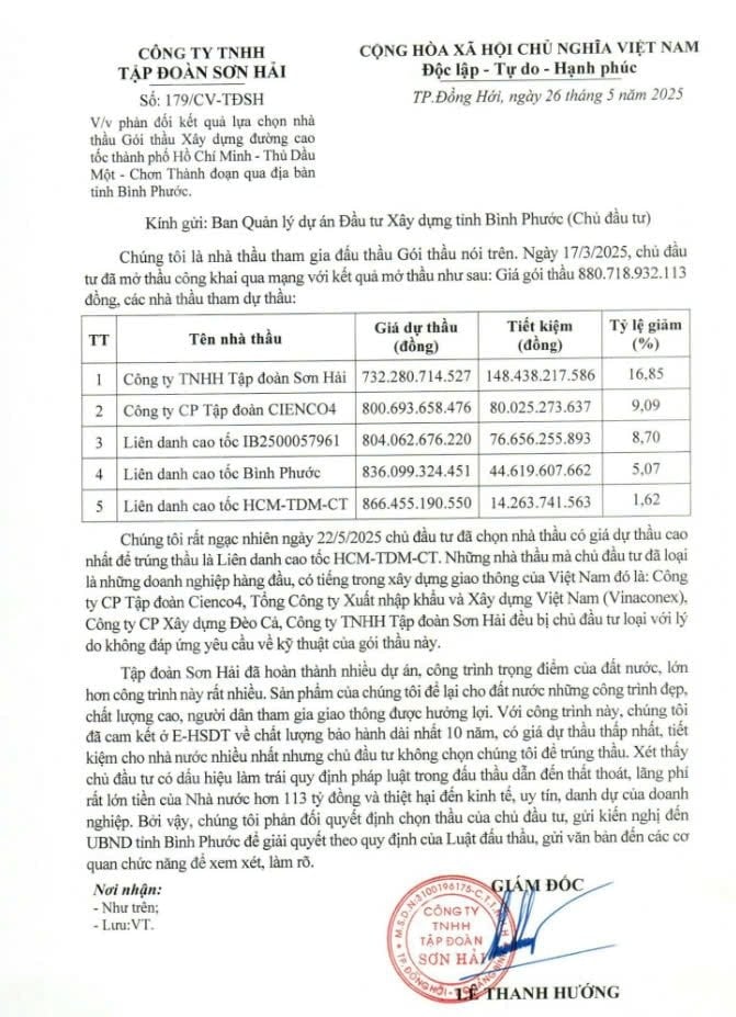 Văn bản của&nbsp;C&ocirc;ng ty TNHH Tập đo&agrave;n Sơn Hải g&acirc;y x&ocirc;n xao dư luận ng&agrave;y 26/5.