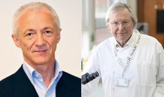 Nhà khoa học Na Uy, tiến sĩ Birger Sørensen (trái), và giáo sư người Anh Angus Dalgleish. Ảnh: Minervanett/Metro.  