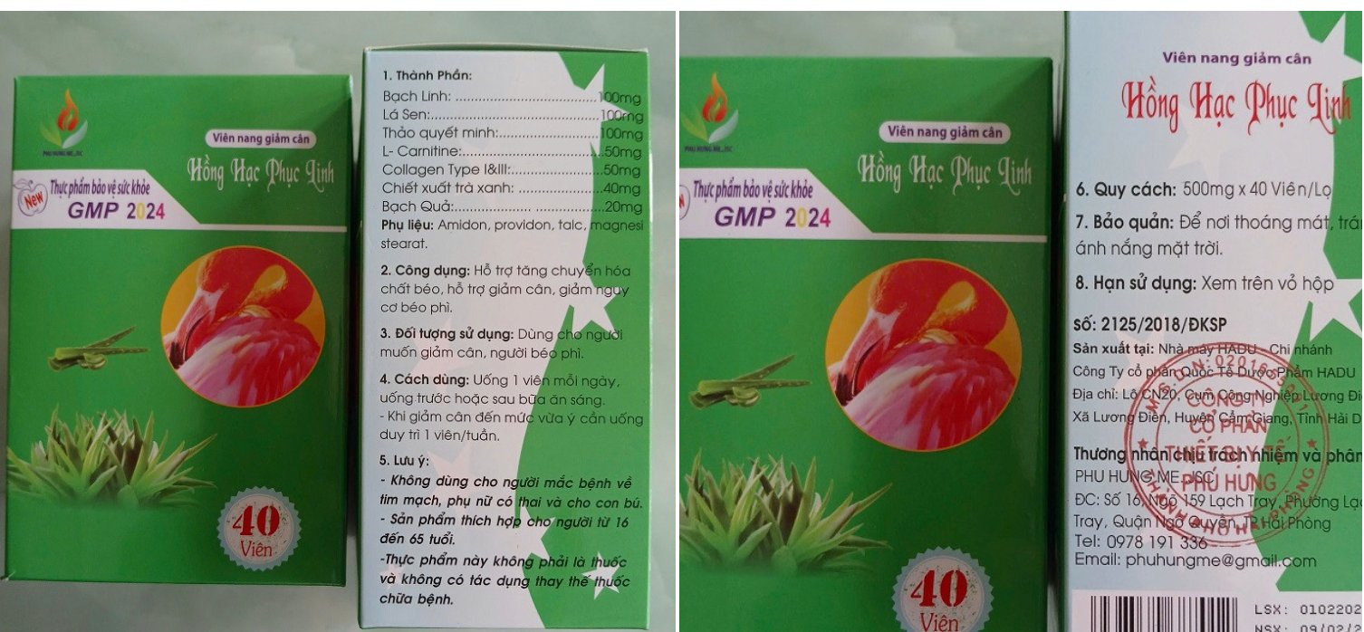 Sản phẩm vi&ecirc;n uống giảm c&acirc;n Hồng Hạc Phục Linh.