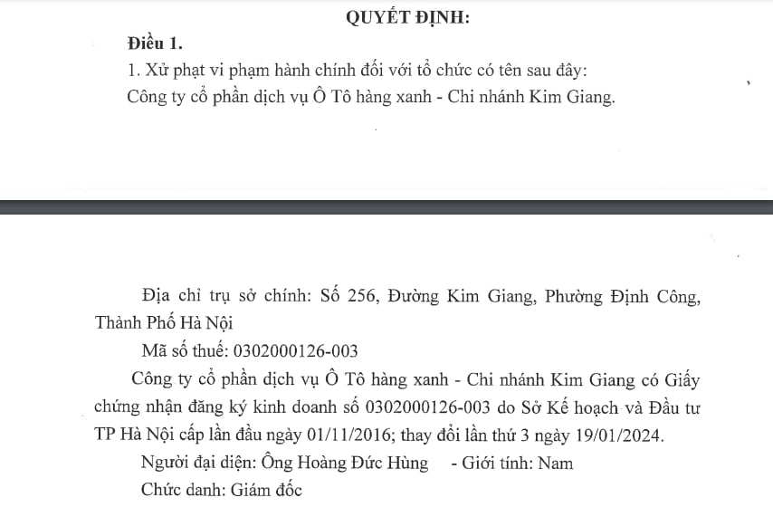 Haxaco chi nh&aacute;nh Kim Giang c&oacute; tổng số tiền thuế bị truy thu, tiền phạt v&agrave; tiền chậm nộp l&agrave; gần 400 triệu đồng.
