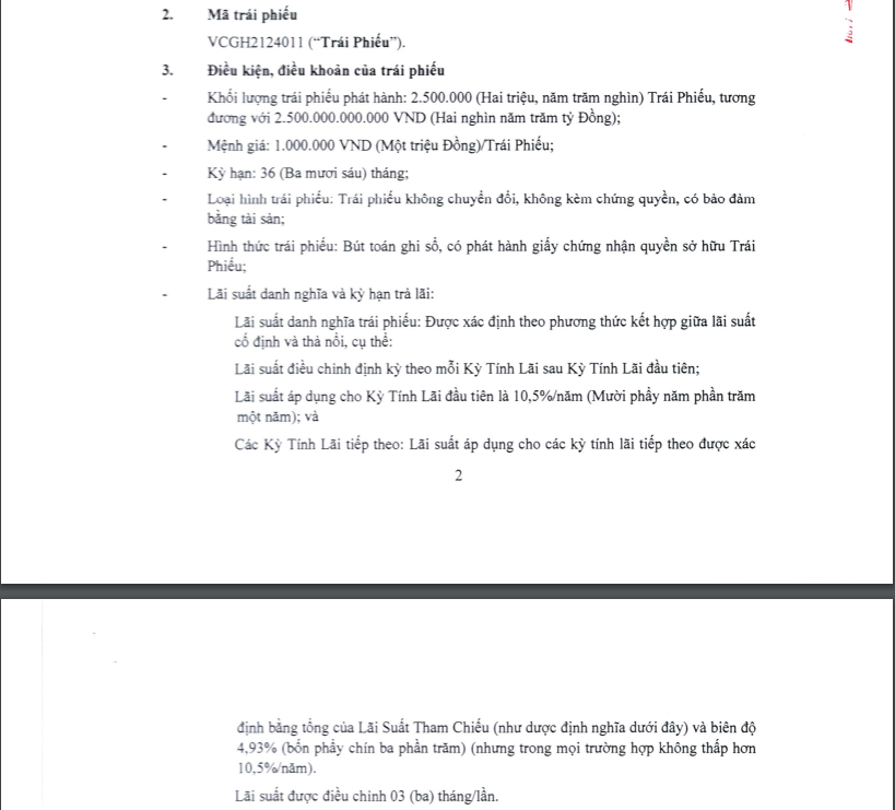 Th&ocirc;ng tin l&ocirc; tr&aacute;i phiếu 2.500 tỷ đồng của Vinaconex.