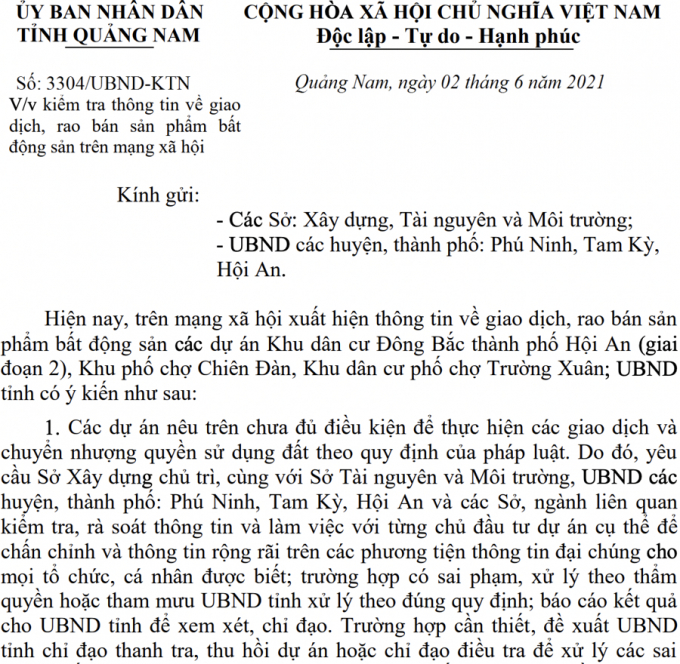 Đối với c&aacute;c chủ đầu tư c&oacute; sai phạm lớn, đề xuất Uỷ ban nh&acirc;n d&acirc;n tỉnh xem x&eacute;t, kh&ocirc;ng cho tham gia c&aacute;c hoạt động đầu tư, kinh doanh bất động sản tr&ecirc;n địa b&agrave;n tỉnh...