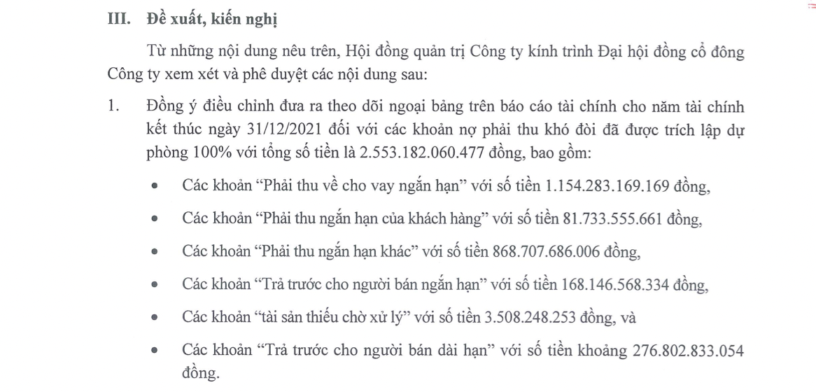 Kiến nghị của Ocean Group về phương &aacute;n xử l&yacute; đối với c&aacute;c khoản nợ phải thu kh&oacute; đ&ograve;i.