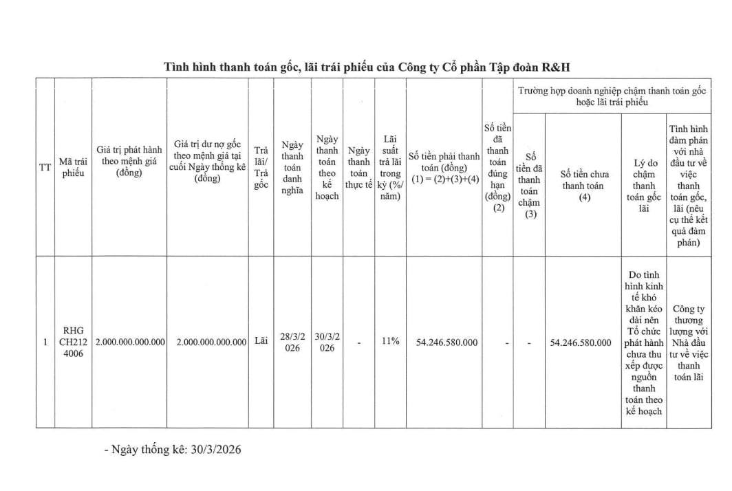 Tập đoàn R&amp;H tiếp tục bị xử phạt, áp lực trả nợ trái phiếu ngày một lớn - Ảnh 1
