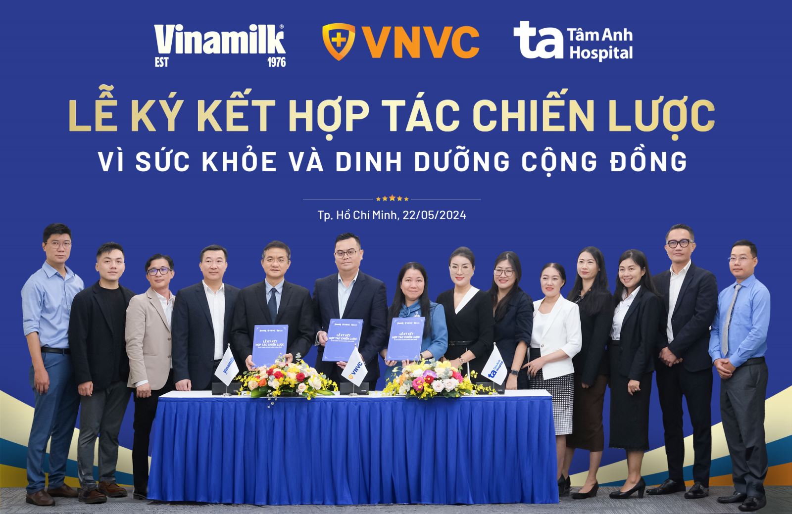 Lễ k&yacute; kết hợp t&aacute;c chiến lược giữa Vinamilk, BVĐK T&acirc;m Anh v&agrave; VNVC.