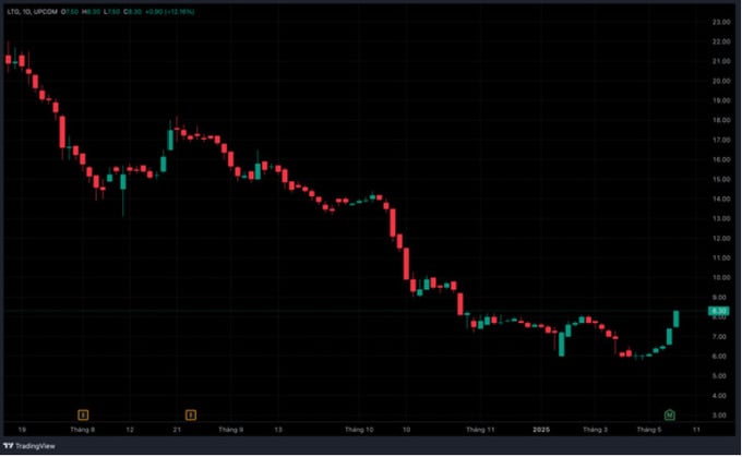 Thị gi&aacute; LTG bật tăng trần l&ecirc;n 8.300 đồng/cổ phiếu v&agrave; hiện vẫn duy tr&igrave; quanh v&ugrave;ng gi&aacute; n&agrave;y.