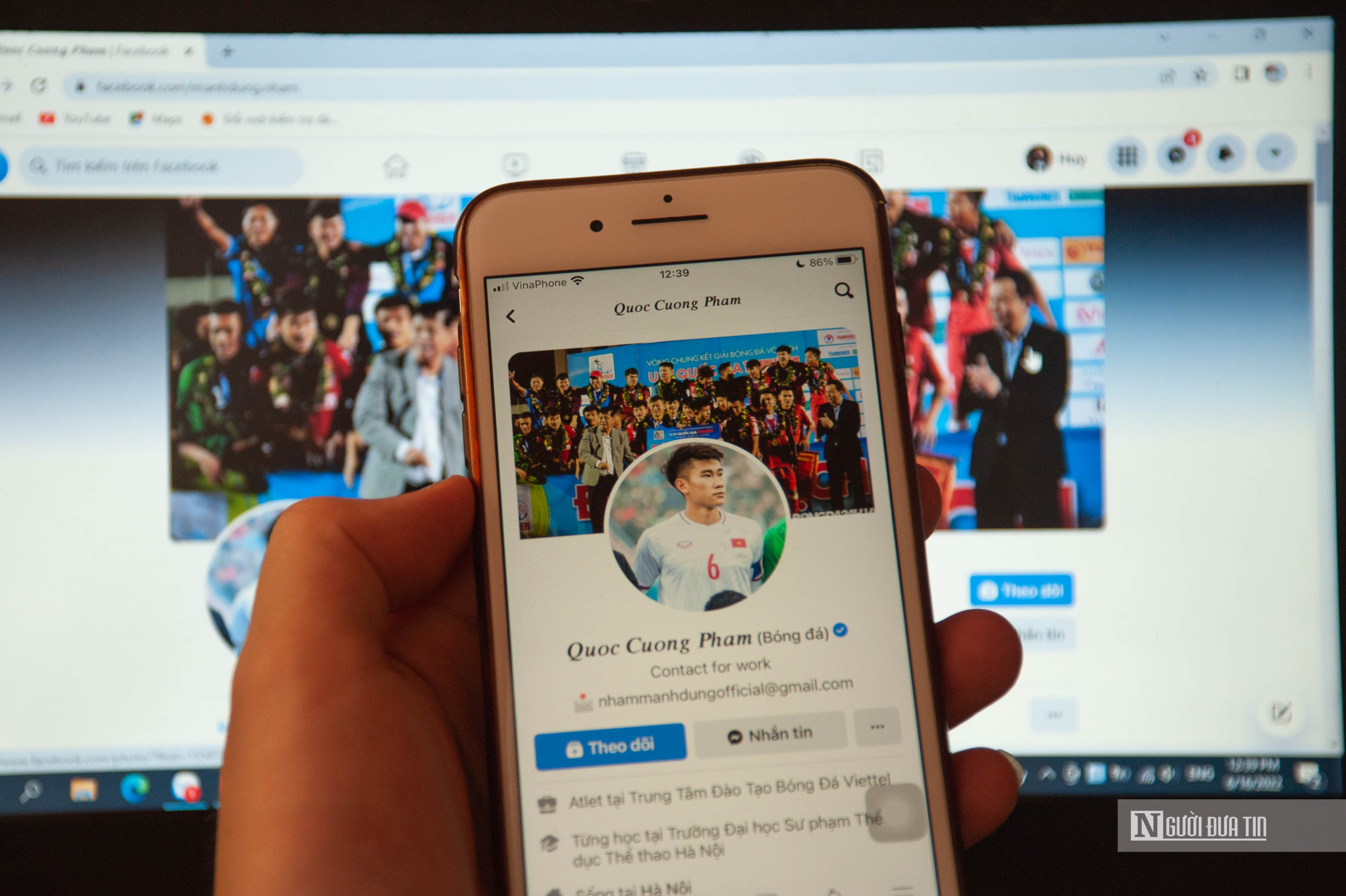 T&agrave;i khoản Facebook của cầu thủ Nh&acirc;m Mạnh Dũng bị đổi th&agrave;nh "Quốc Cường Phạm"