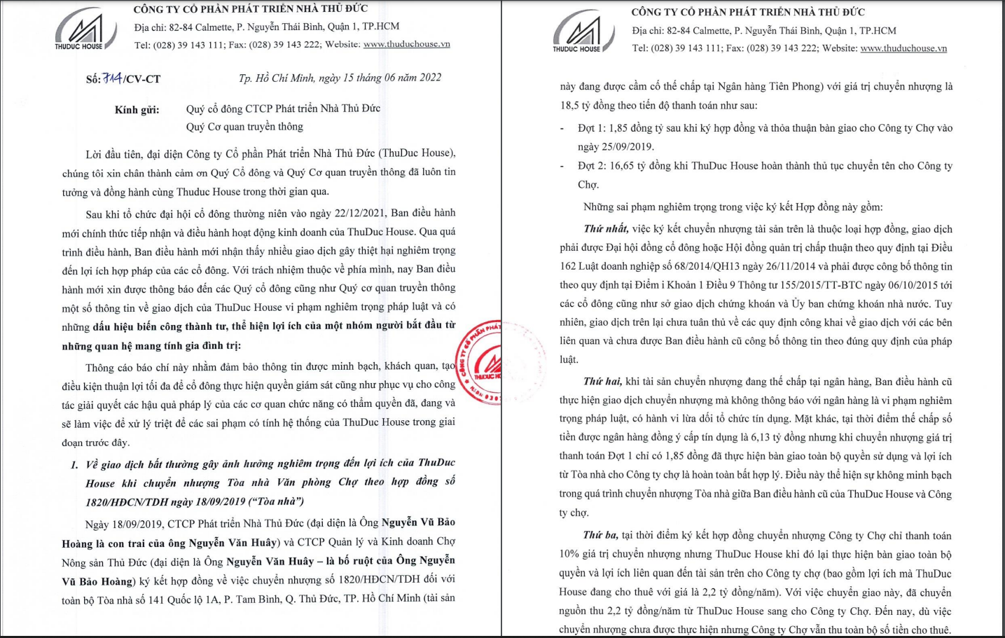 Thuduc House c&#244;ng bố loạt sai phạm mang t&#237;nh &#39;lợi &#237;ch nh&#243;m&#39;, &#39;gia đ&#236;nh trị&#39; dưới thời l&#227;nh đạo cũ - Ảnh 1
