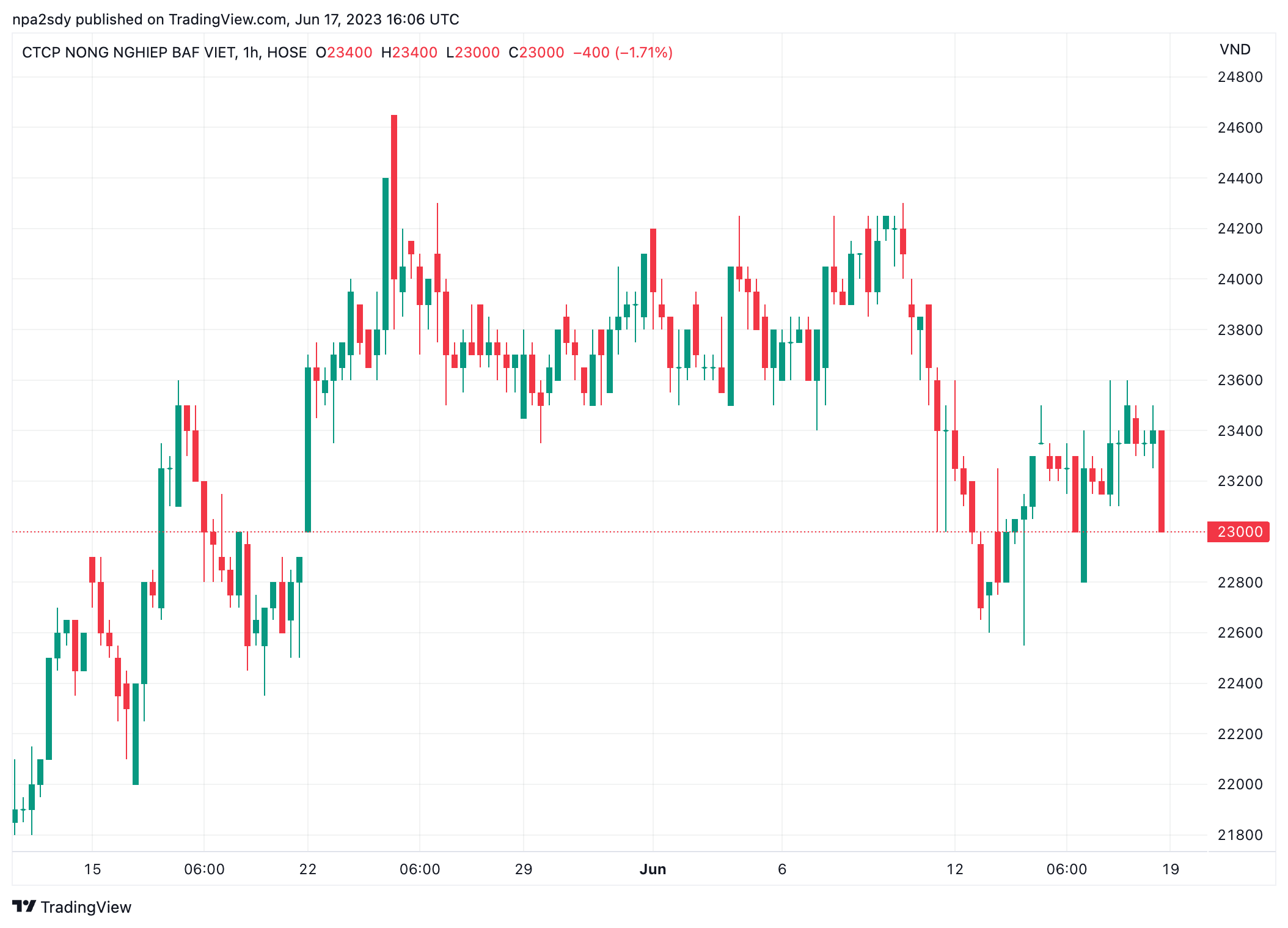 Diễn biến thị gi&aacute; cổ phiếu BAF (Nguồn: TradingView).