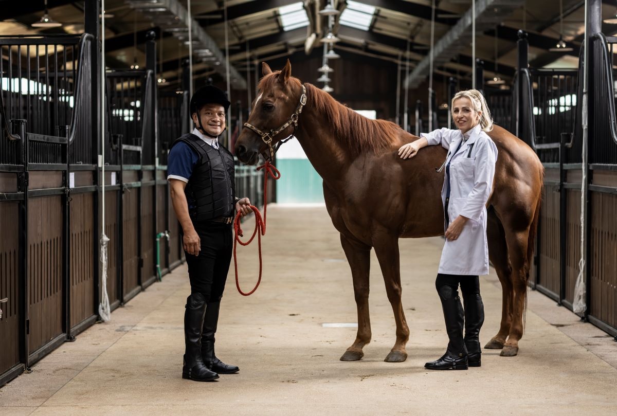 Đội ngũ chuy&ecirc;n gia tr&igrave;nh độ cao của Vinpearl Horse Academy Vũ Y&ecirc;n sẽ đảm bảo sức khỏe tinh thần v&agrave; thể chất cho c&aacute;c c&aacute; thể ngựa qu&yacute;.