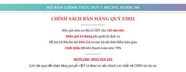 Ch&iacute;nh s&aacute;ch b&aacute;n h&agrave;ng của&nbsp;Mipec Rubik 360.