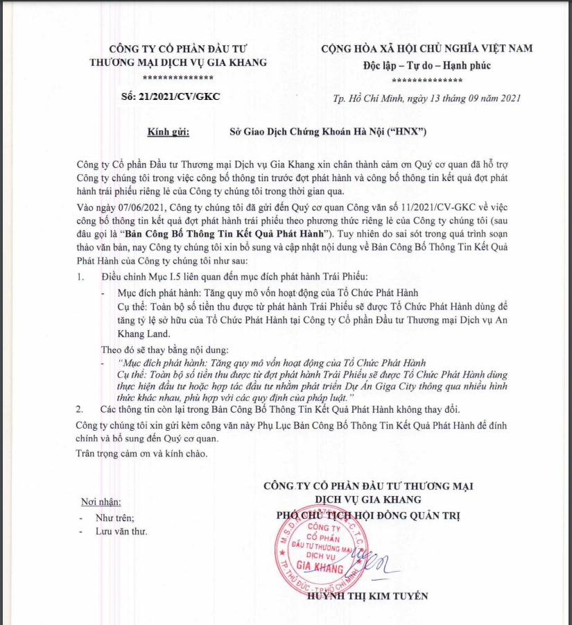 C&ocirc;ng ty Giang Khang c&ocirc;ng bố sẽ trực tiếp r&oacute;t to&agrave;n bộ 1.000 tỷ đồng vốn huy động qua tr&aacute;i phiếu v&agrave;o dự &aacute;n Giga City.