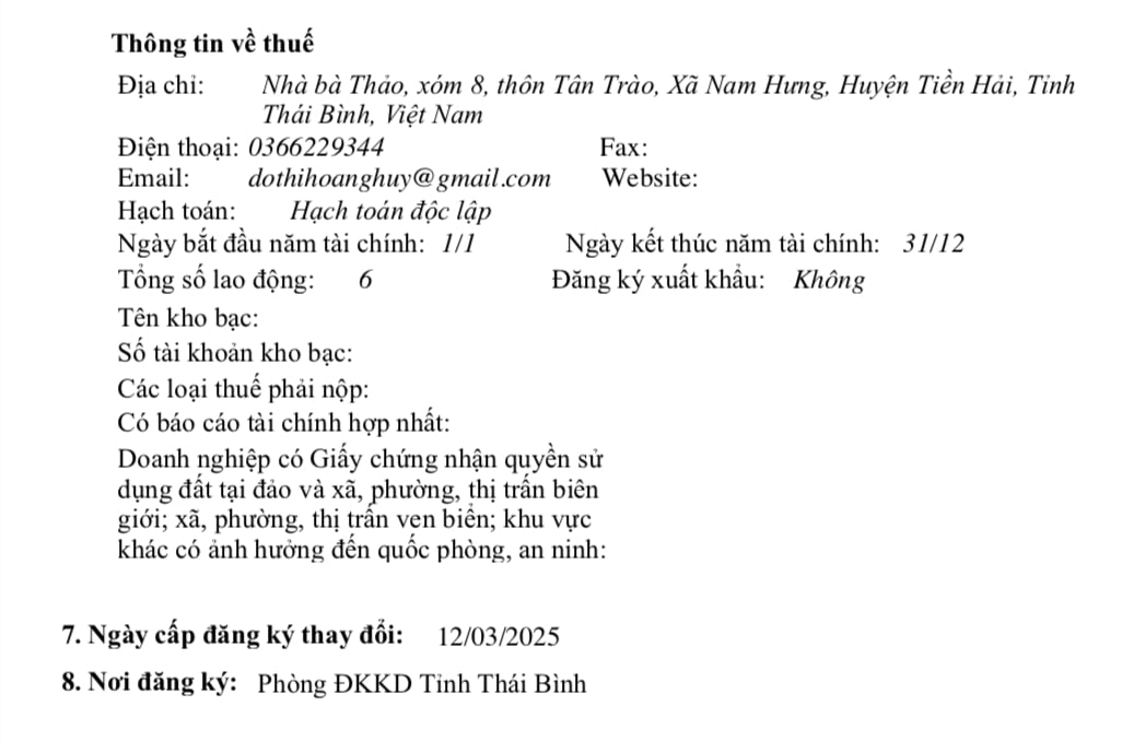 C&ocirc;ng ty cổ phần Ph&aacute;t triển hạ tầng v&agrave; đ&ocirc; thị Ho&agrave;ng Huy c&oacute; tổng số lao động l&agrave; 6 người.