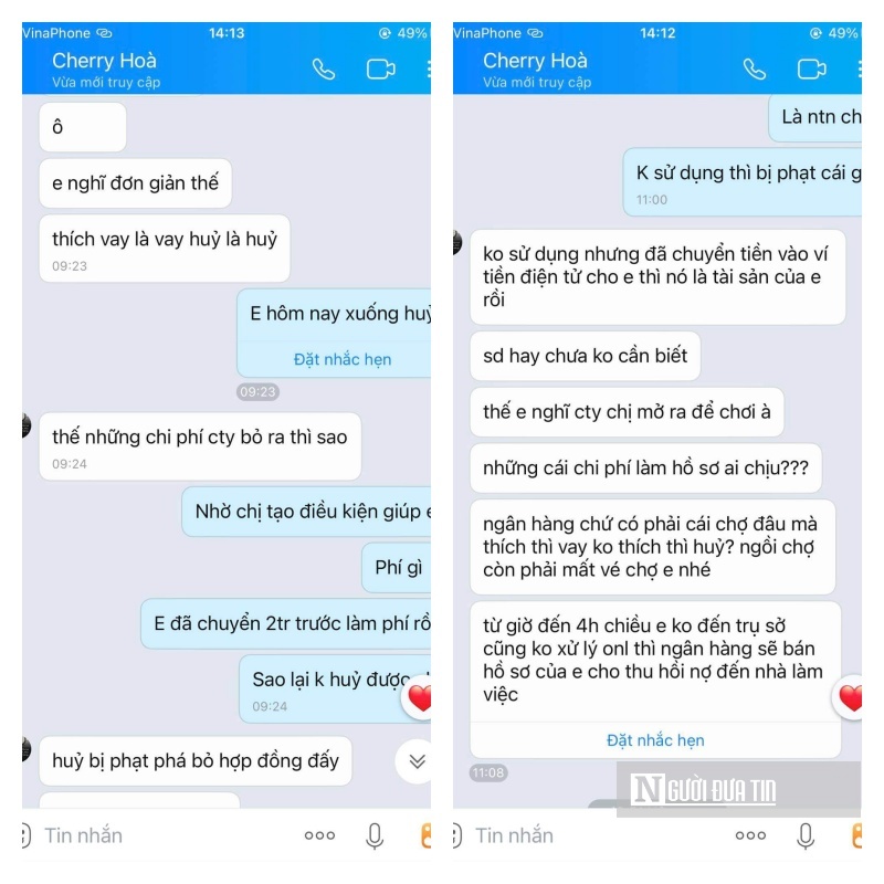 D&ograve;ng tin nhắn của Cherry H&ograve;a khiến chị S. lo lắng.