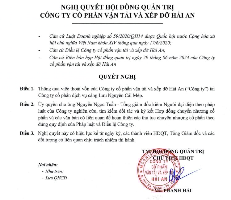 Xếp dỡ Hải An bất ngờ b&#225;n c&#244;ng ty con sau nửa năm th&#226;u t&#243;m - Ảnh 1