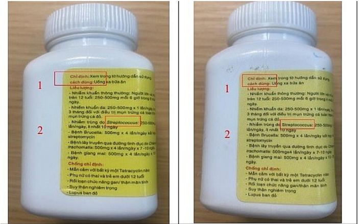 Hai lọ thuốc thật v&agrave; giả.&nbsp;