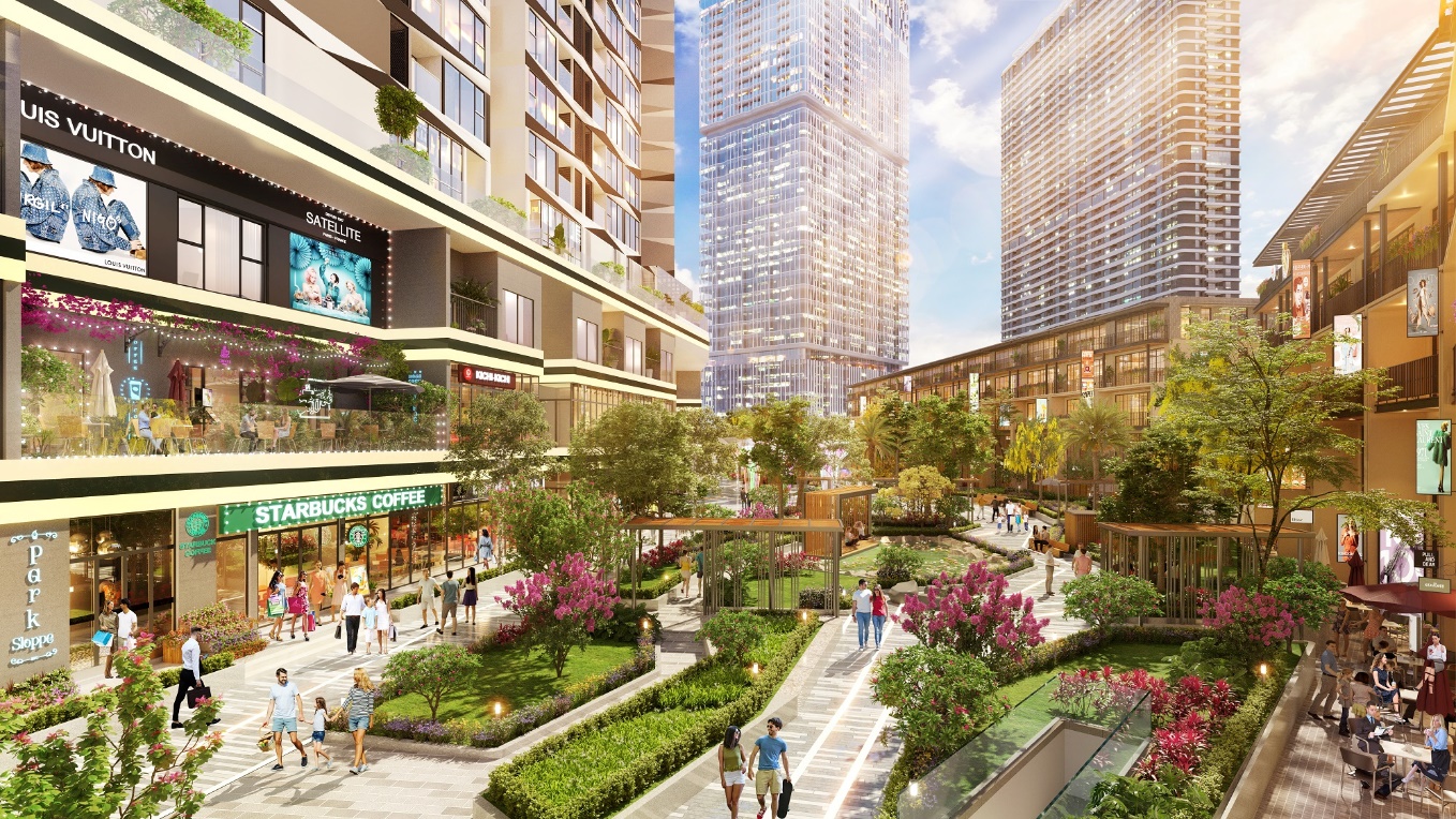 Mặt trong shophouse view nội khu xanh mướt với rất nhiều tiện &iacute;ch hấp dẫn