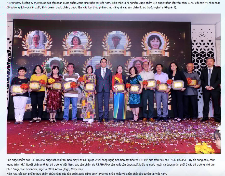 C&ocirc;ng ty cổ phần Dược phẩm 3/2 (F.T.PHARMA) l&agrave; c&ocirc;ng ty trực thuộc của Tập đo&agrave;n Dược phẩm Zeria Nhật Bản tại Việt Nam.