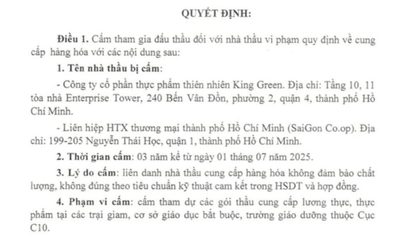 Quyết định cấm thầu 3 năm của King Green v&agrave;&nbsp;Saigon Co.op