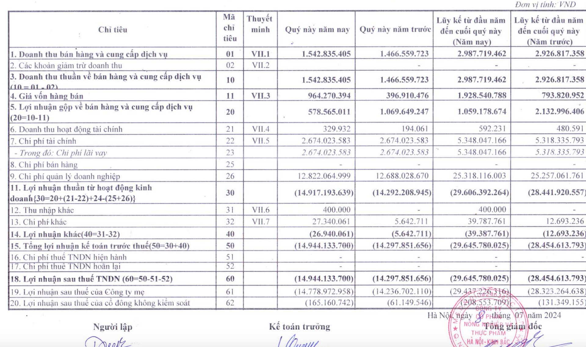 B&aacute;o c&aacute;o t&agrave;i ch&iacute;nh qu&yacute; 2/2024