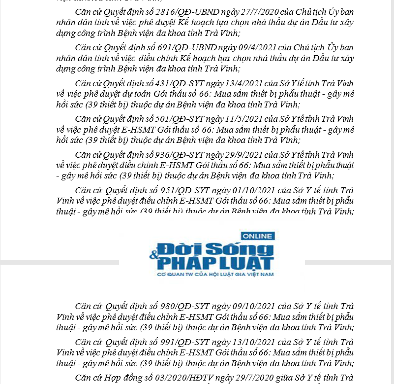 Một phần nội dung Quyết định số 1234/QĐ &ndash; SYT.