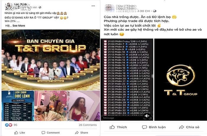 Một số tài khoản mạng xã hội, sàn giao dịch tiền ảo giả mạo logo và thương hiệu của T&T Group.