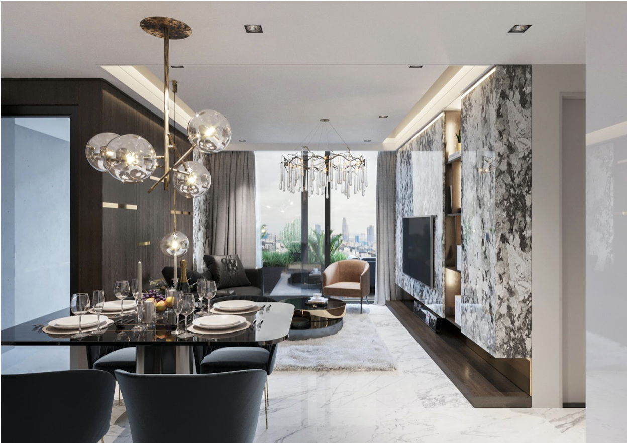 Kh&ocirc;ng gian căn hộ 2 ph&ograve;ng ngủ của Sunshine Sky City ph&ugrave; hợp với gia đ&igrave;nh trẻ &nbsp;