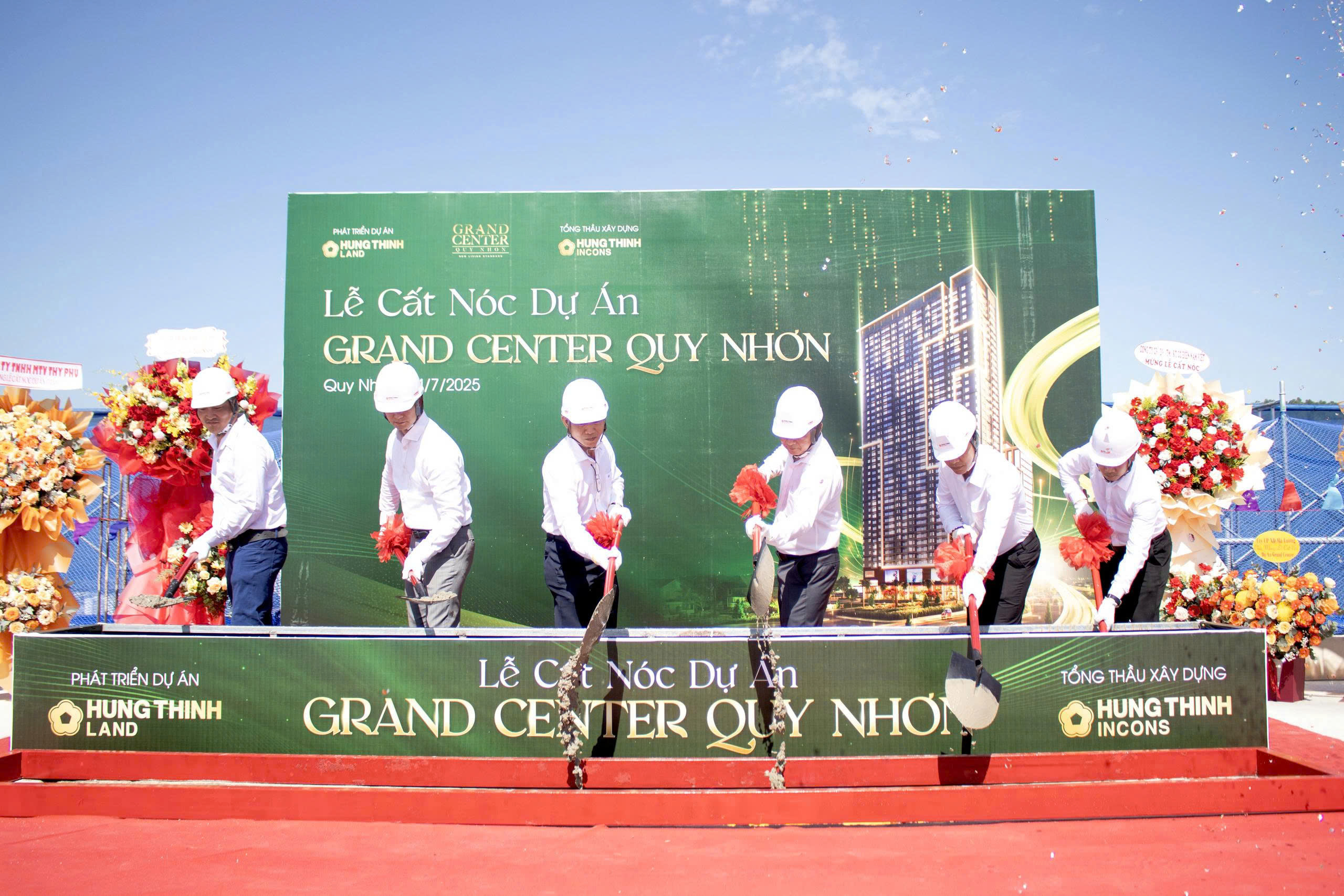 Lễ cất n&oacute;c dự &aacute;n Grand Center Quy Nhon đ&aacute;nh dấu cột mốc mới trong h&agrave;nh tr&igrave;nh tăng tốc x&acirc;y dựng v&agrave; ho&agrave;n thiện&nbsp;