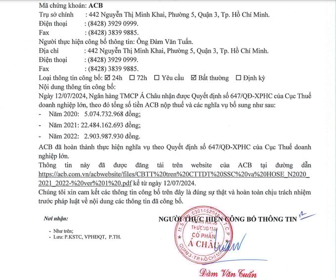 Đ&acirc;y kh&ocirc;ng phải l&agrave; lần đầu ti&ecirc;n m&agrave; Ng&acirc;n h&agrave;ng ACB bị xử phạt v&agrave; truy thu thuế.