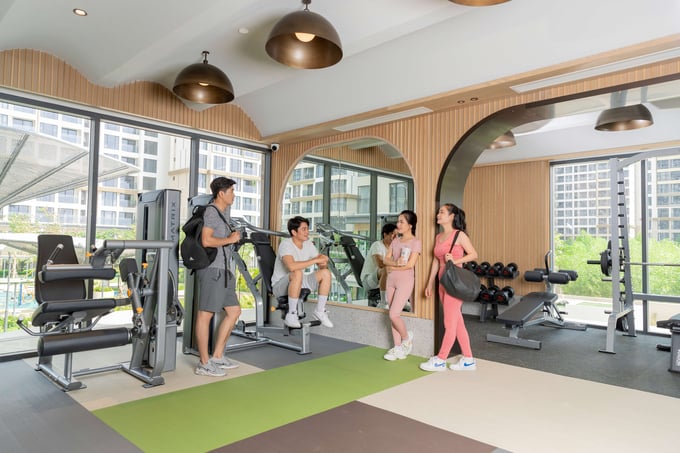 Ph&ograve;ng gym hiện đại, đa dạng thiết bị tại Masteri Center Point.