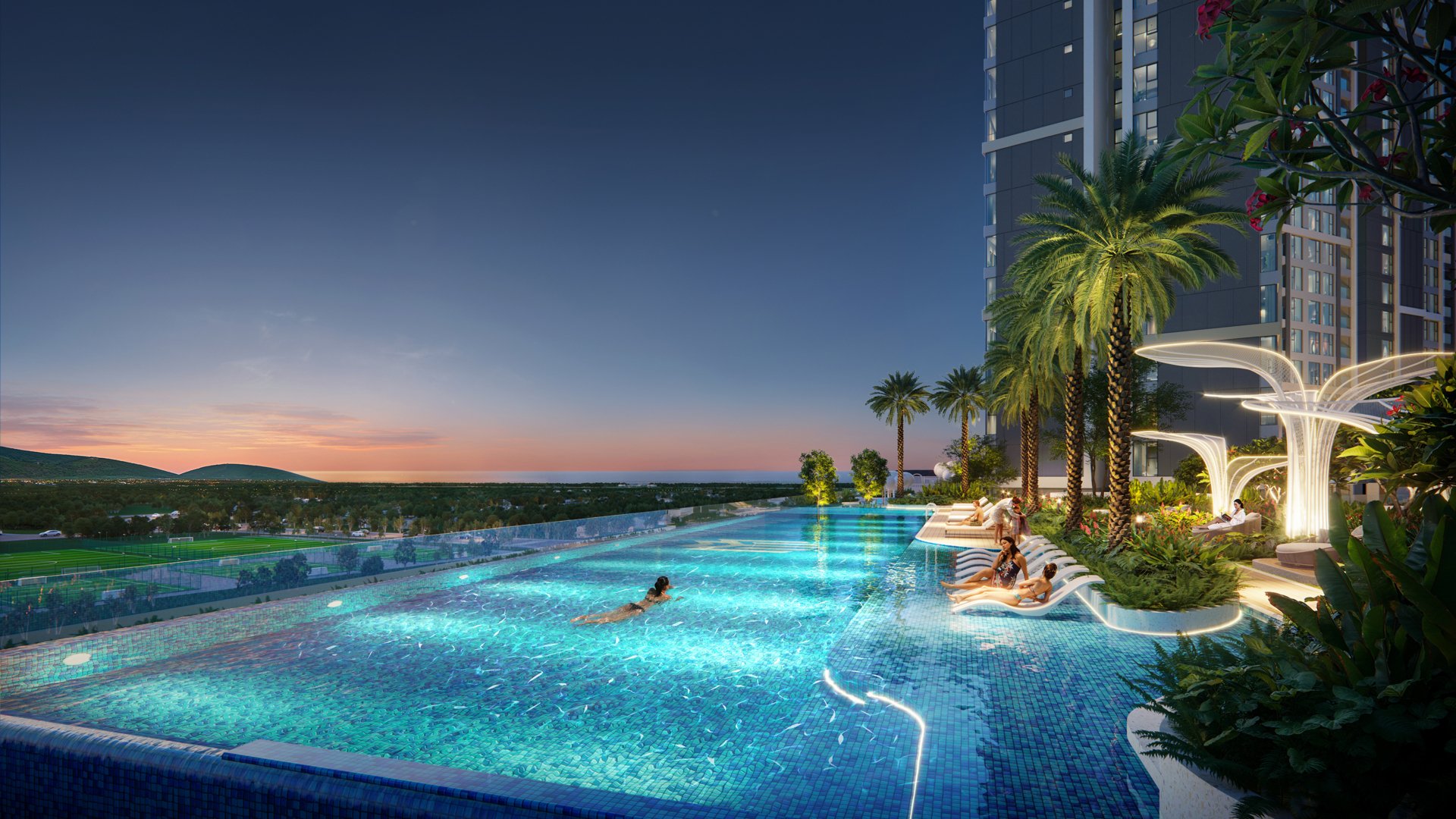 Tại Lumi&egrave;re Midtown, chủ nh&acirc;n sẽ được tận hưởng tầm view 100% ra k&ecirc;nh đ&agrave;o nhạc nước lớn nhất Đ&ocirc;ng Nam &Aacute;