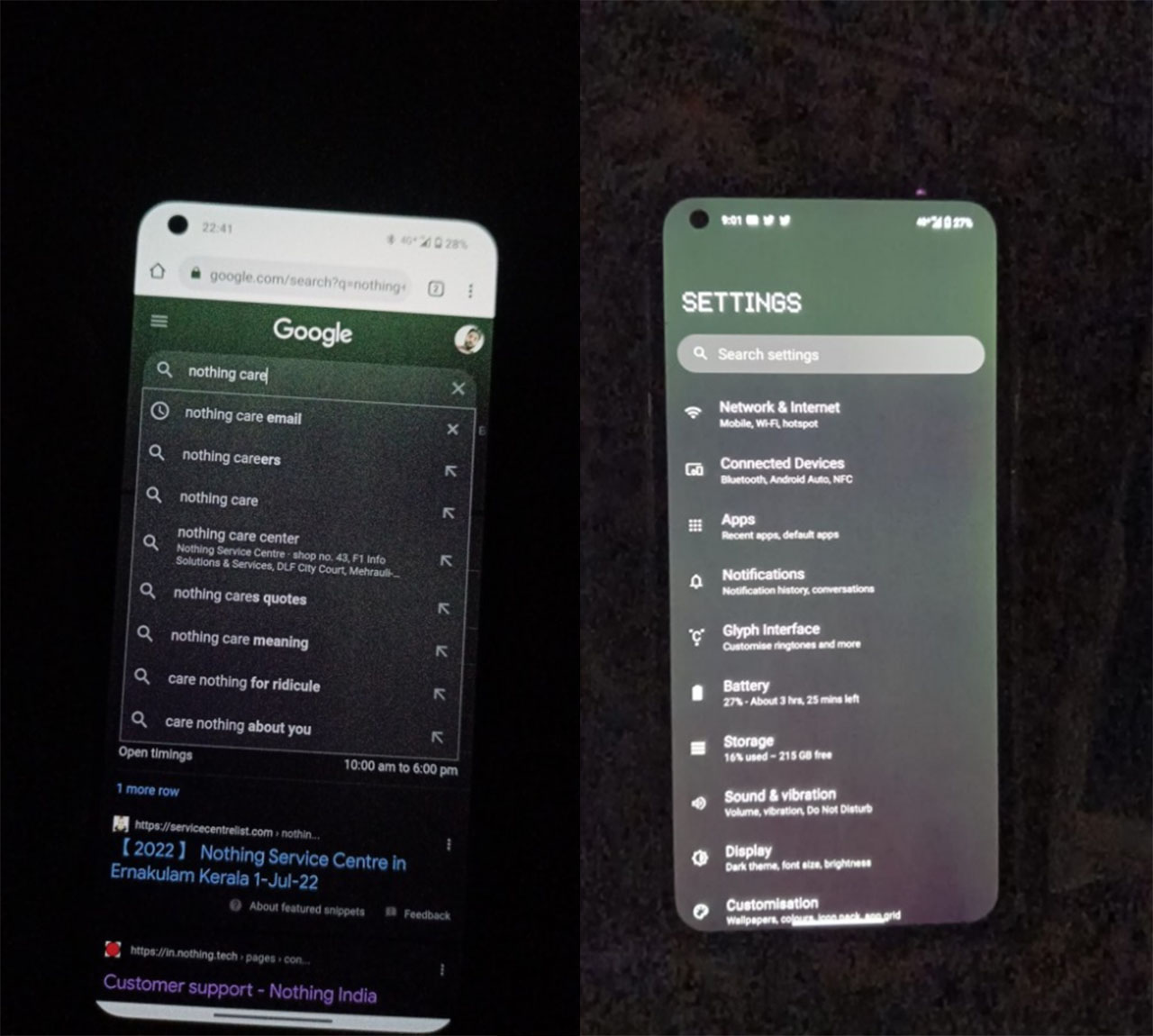 Nothing Phone (1) gặp t&igrave;nh trạng &aacute;m xanh m&agrave;n h&igrave;nh. Ảnh: Twitter