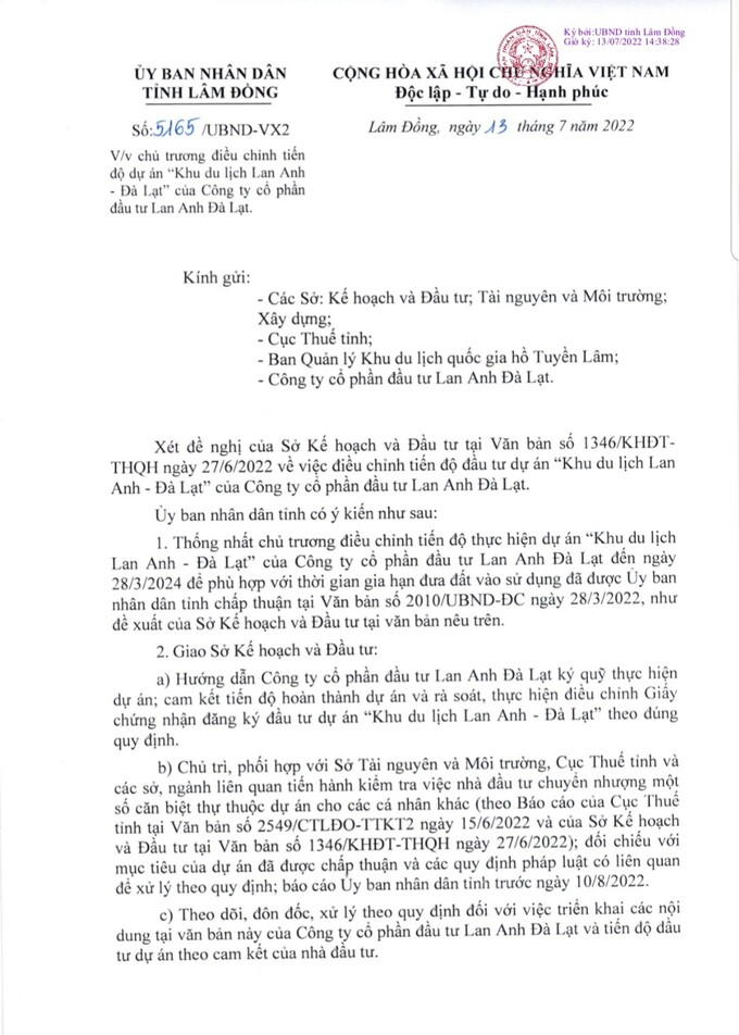 L&acirc;m Đồng kiểm tra việc chuyển nhượng biệt thự tại dự &aacute;n Khu du lịch Lan Anh Đ&agrave; Lạt