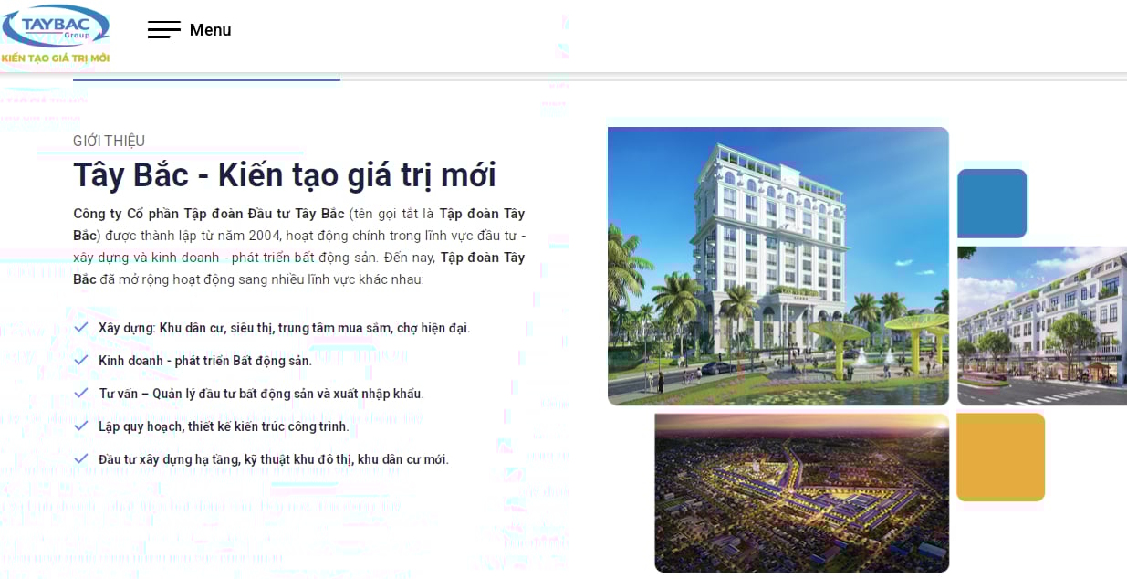 C&ocirc;ng ty cổ phần Tập đo&agrave;n Đầu tư T&acirc;y Bắc được th&agrave;nh lập v&agrave;o năm 2004. Ảnh chụp m&agrave;n h&igrave;nh