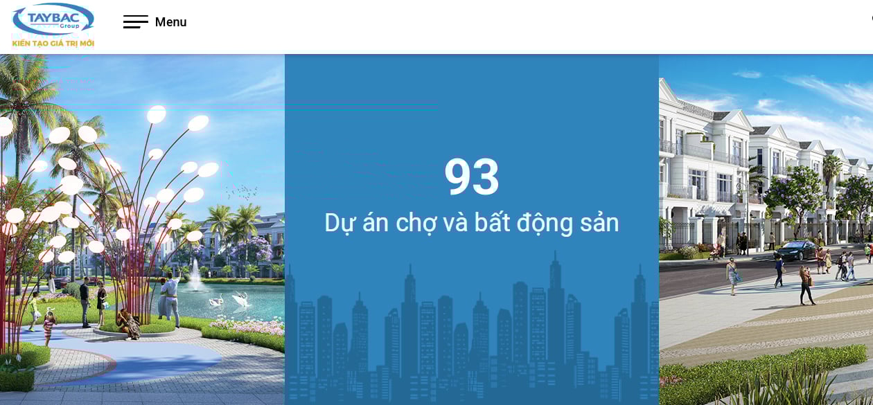 Tập đo&agrave;n T&acirc;y Bắc đ&atilde; triển khai thực hiện 93 dự &aacute;n chợ v&agrave; bất động sản. Ảnh chụp m&agrave;n h&igrave;nh.