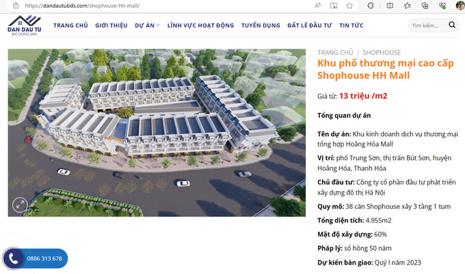 Rao b&aacute;n nhộn nhịp 38 căn Shophouse tại Khu phố thương mại cao cấp HH Mall (ảnh chụp m&agrave;n h&igrave;nh.)