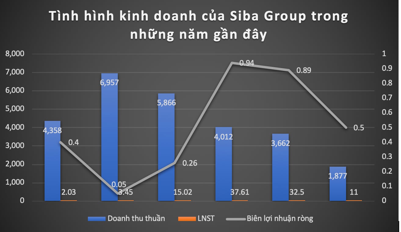 Doanh thu của Siba Group đ&atilde; đi l&ugrave;i 5 năm li&ecirc;n tiếp,