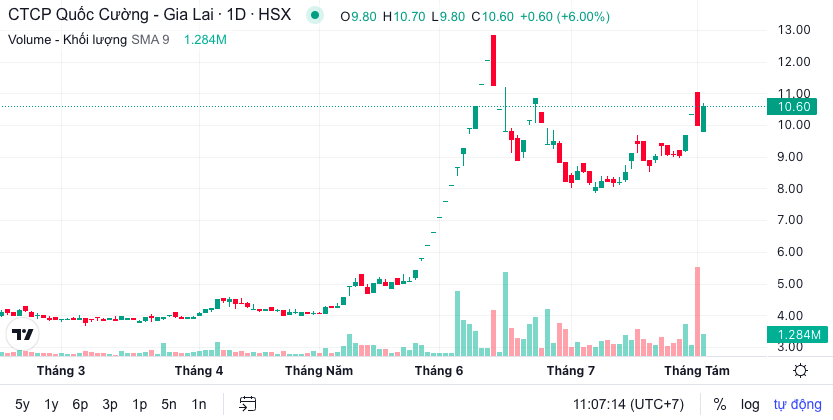 Diễn biến thị gi&aacute; cổ phiếu QCG (Nguồn:TradingView).