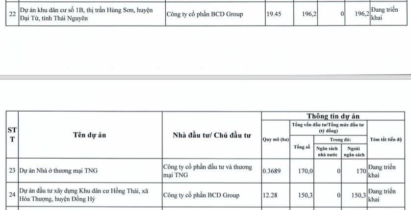 Danh s&aacute;ch c&aacute;c dự &aacute;n của&nbsp; C&ocirc;ng ty cổ phần BCD Group lọt tầm ngắm thanh tra.