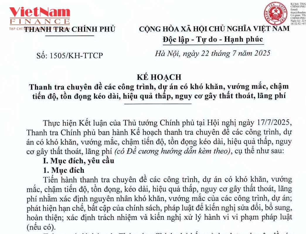 Loạt dự &aacute;n ngh&igrave;n tỷ của HUD được Thanh tra Ch&iacute;nh phủ đưa v&agrave;o danh mục thanh tra trong qu&yacute; III/2025&nbsp;