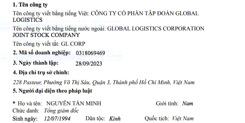 C&ocirc;ng ty cổ phần Tập đo&agrave;n Global Logistics c&oacute; vốn điều lệ 236 tỷ đồng.&nbsp;