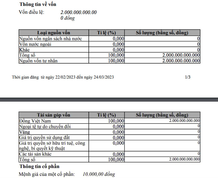 CTCP Đầu tư năng lượng B&igrave;nh An c&oacute; vốn điều lệ ban đầu&nbsp;2.000 tỷ đồng.